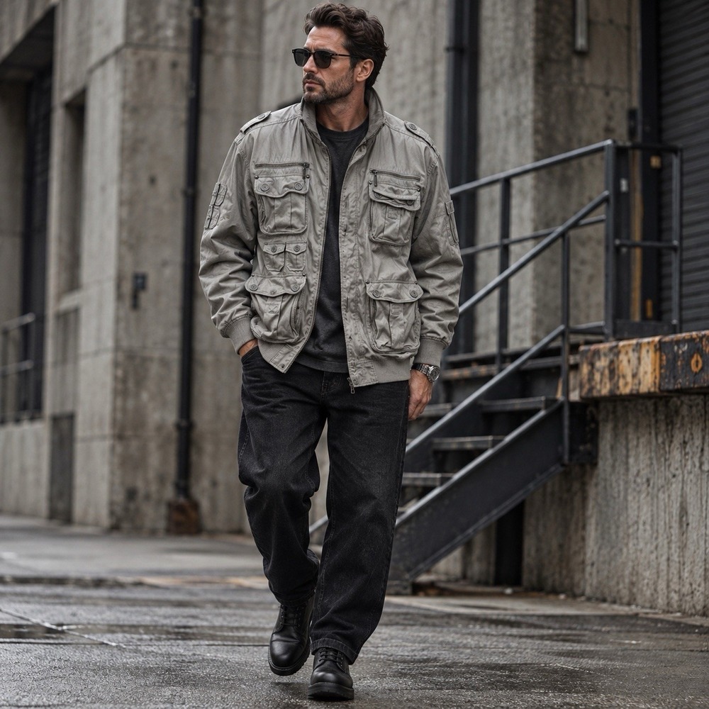 Imperious Modern Air Series Military Jacket Mens 2XL Gray Multi Pocket Utility